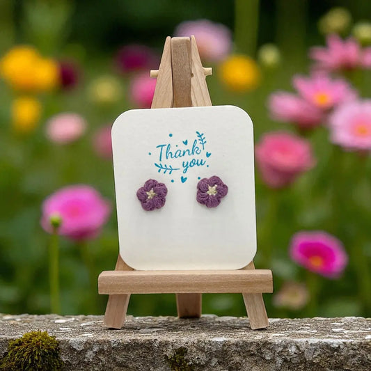 Floral stud in fig (#16) Tangles & Twine