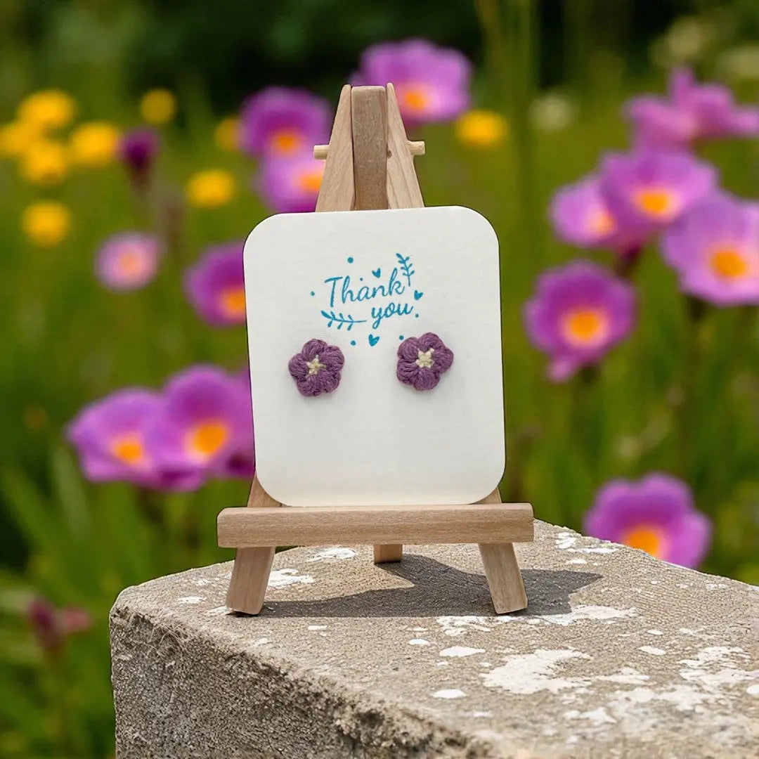 Floral stud in fig (#16) Tangles & Twine