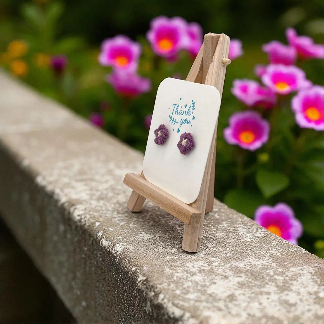 Floral stud in fig (#16) Tangles & Twine