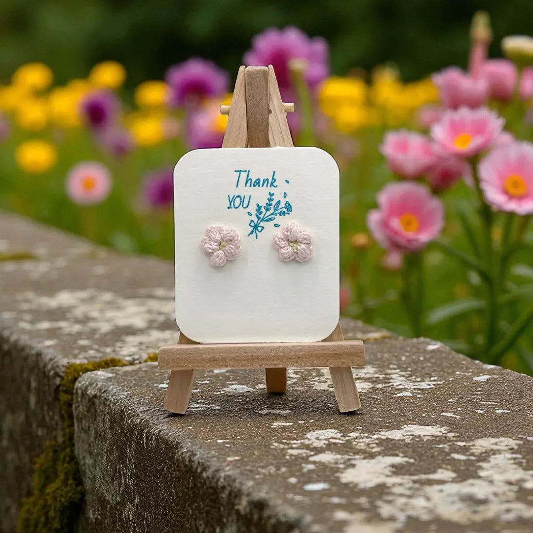 Floral stud in soft pink (#21) Tangles & Twine