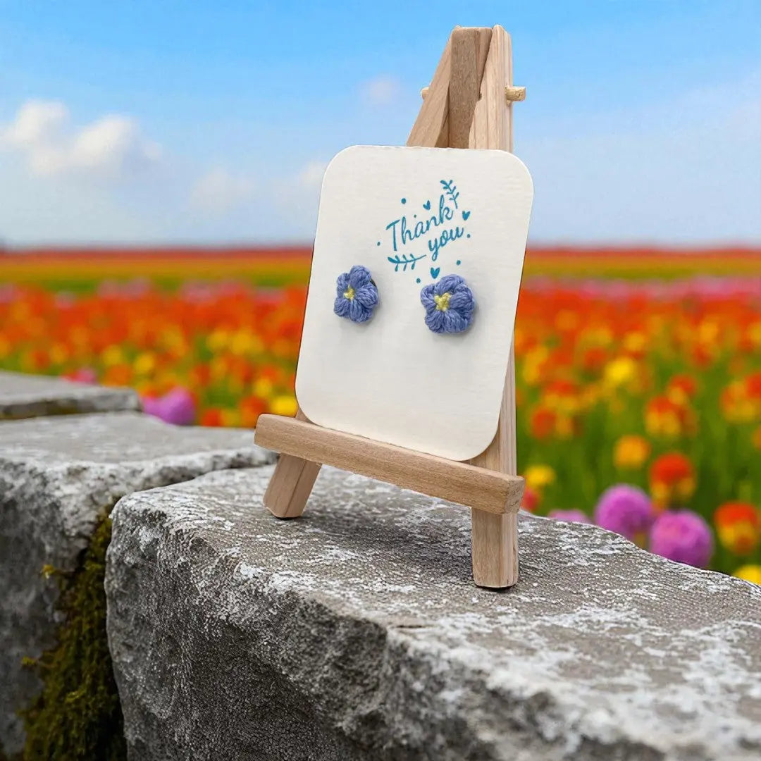 Floral stud in blue (#6) Tangles & Twine