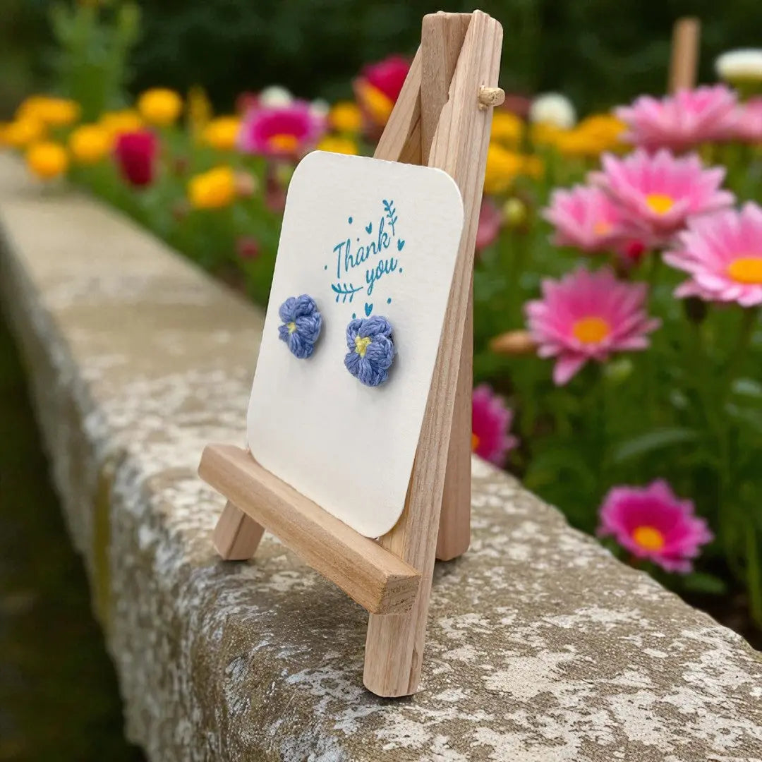 Floral stud in blue (#6) Tangles & Twine