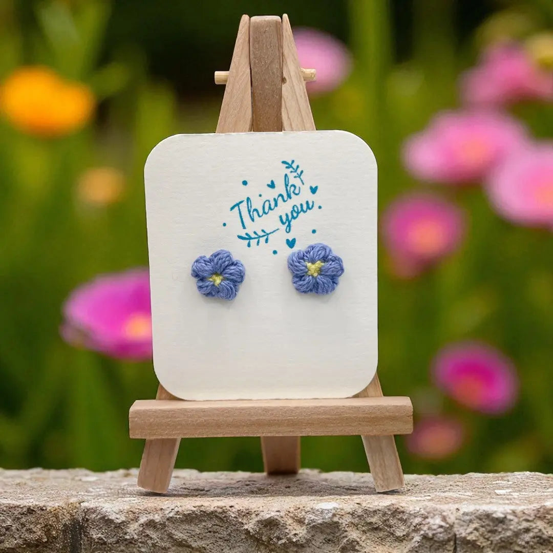 Floral stud in blue (#6) Tangles & Twine