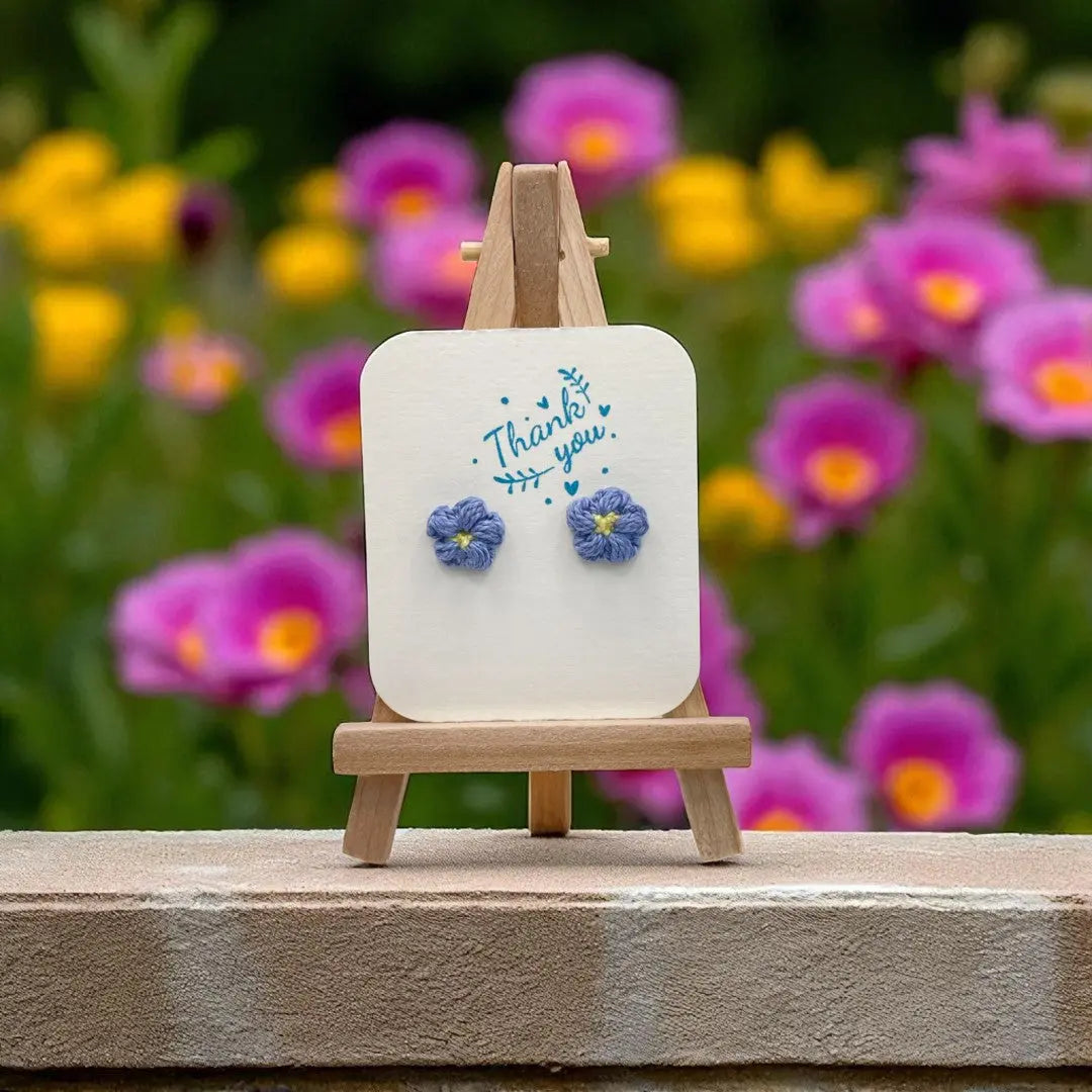 Floral stud in blue (#6) Tangles & Twine