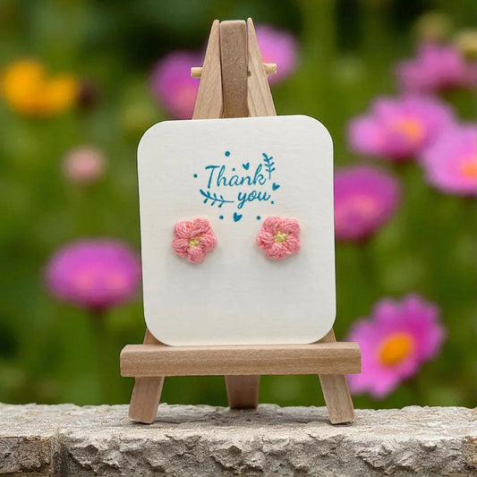 Floral stud in flamingo pink (#23) Tangles & Twine