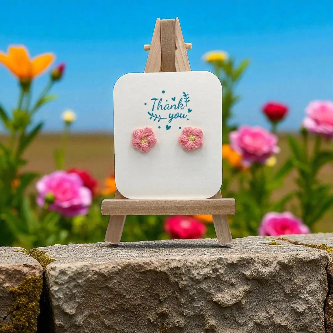 Floral stud in flamingo pink (#23) Tangles & Twine