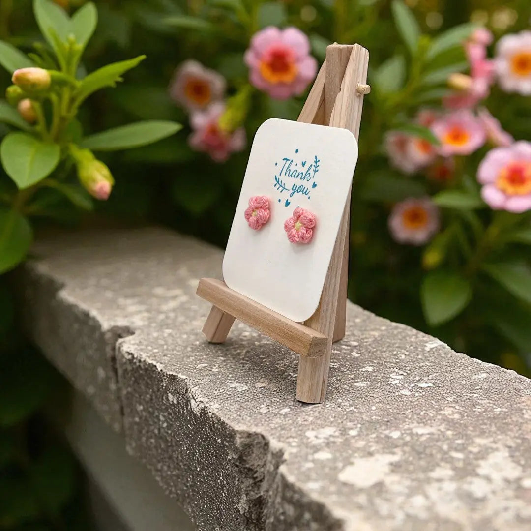 Floral stud in flamingo pink (#23) Tangles & Twine