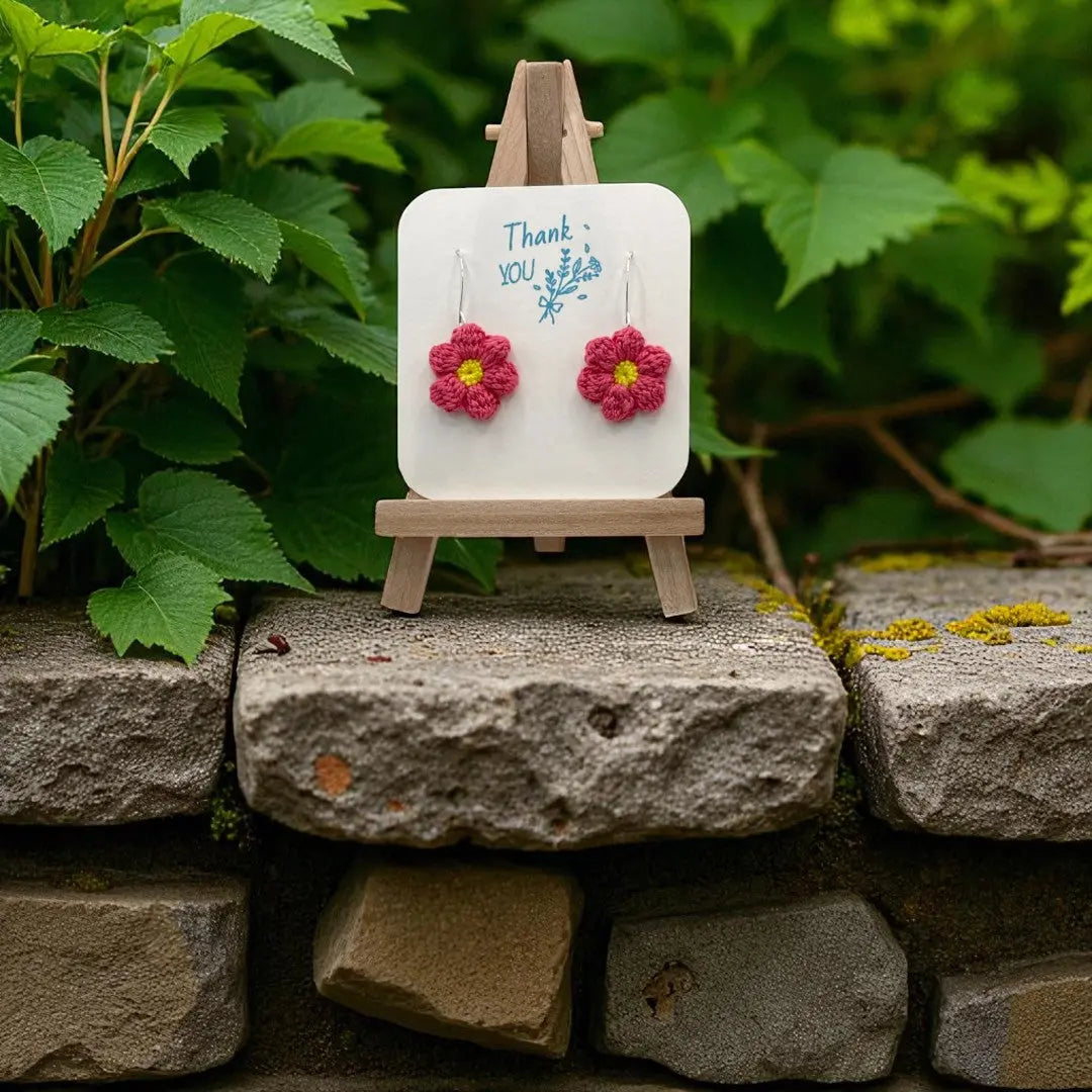 Dangly Puff Flower in rose Tangles & Twine
