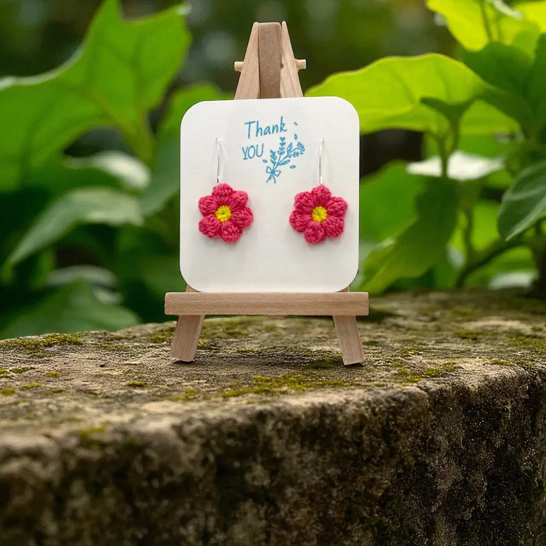 Dangly Puff Flower in rose Tangles & Twine