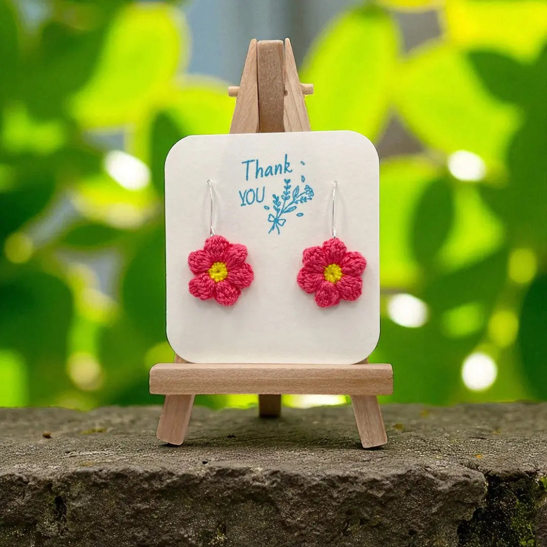 Dangly Puff Flower in rose Tangles & Twine