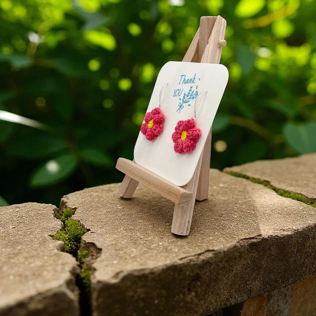 Dangly Puff Flower in rose Tangles & Twine