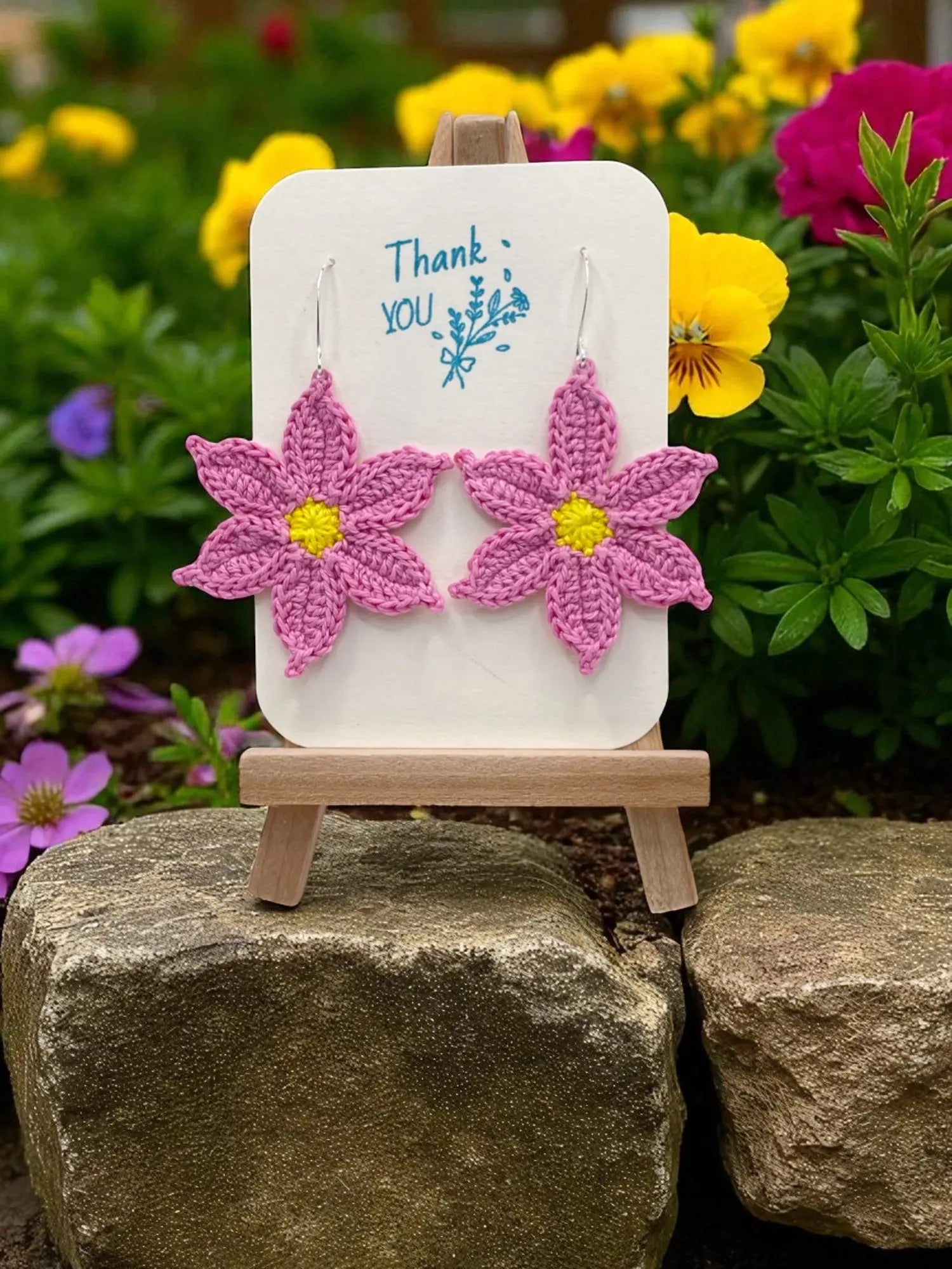 Large dangly bubblegum pink flower Tangles & Twine