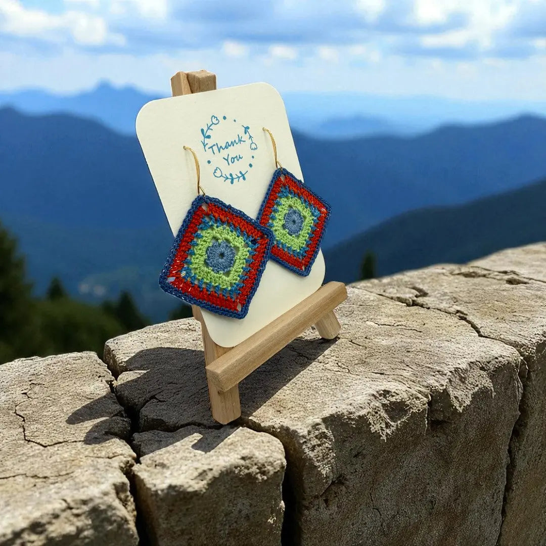 Intricate Square in Blue, Green, and Orange Tangles & Twine