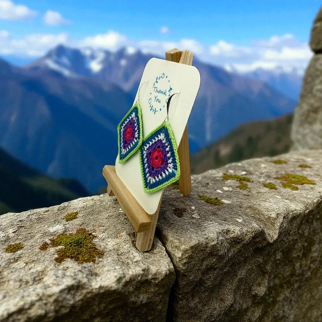 Intricate Square in Green, Blue, Purple, and Pink Tangles & Twine