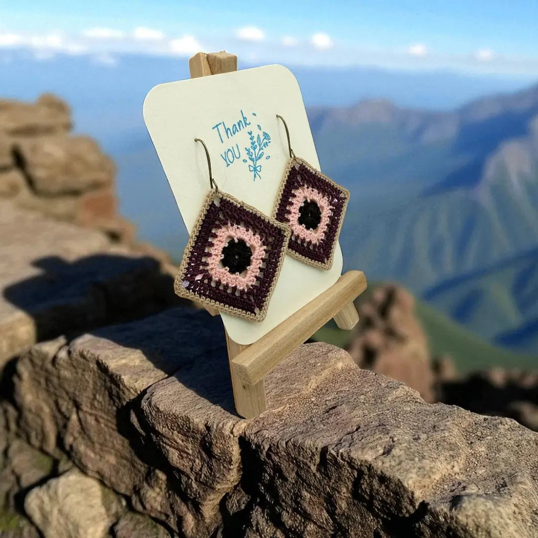 Intricate Square in Purple, Pink, and Chocolate Tangles & Twine