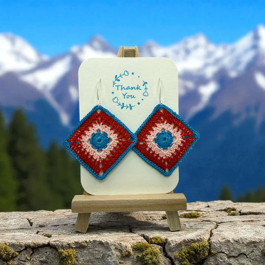 Intricate Square in Blue, Red, and Pink Tangles & Twine