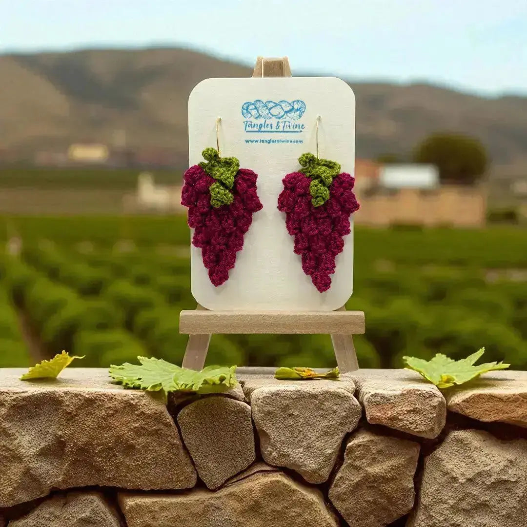 Crocheted Earrings: Grape Earrings in Fuchsia Tangles & Twine