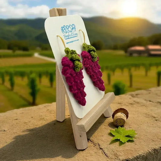 Crocheted Earrings: Grape Earrings in Fuchsia Tangles & Twine