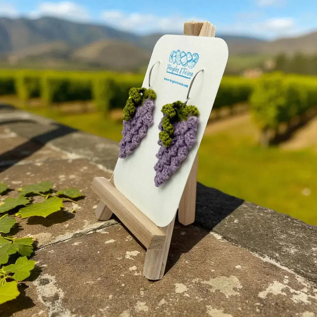 Crocheted Earrings: Grape Earrings in Cabernet (#12) (Copy) Tangles & Twine