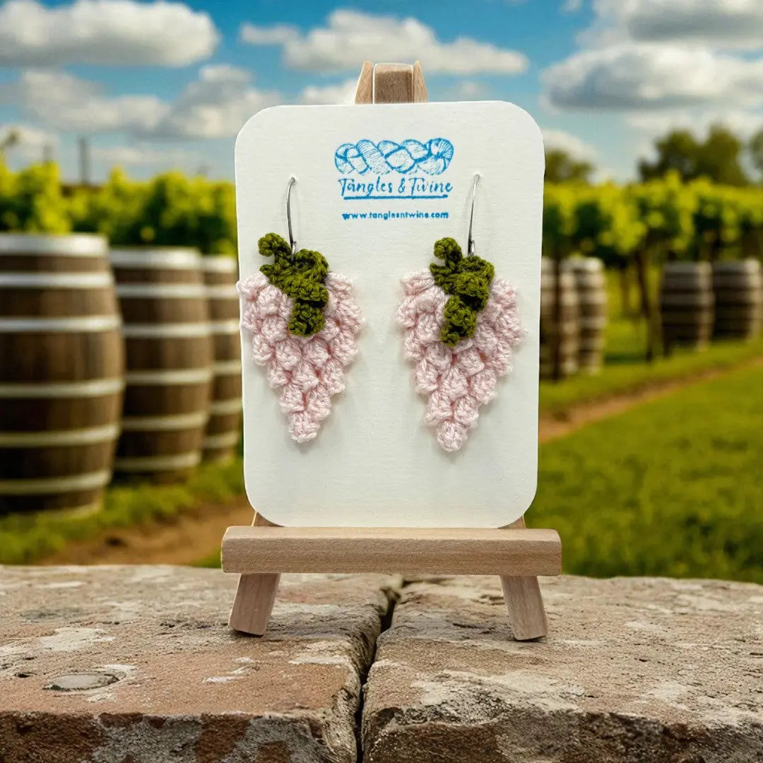 Crocheted Earrings: Grape Earrings in Moscato (#9) Tangles & Twine