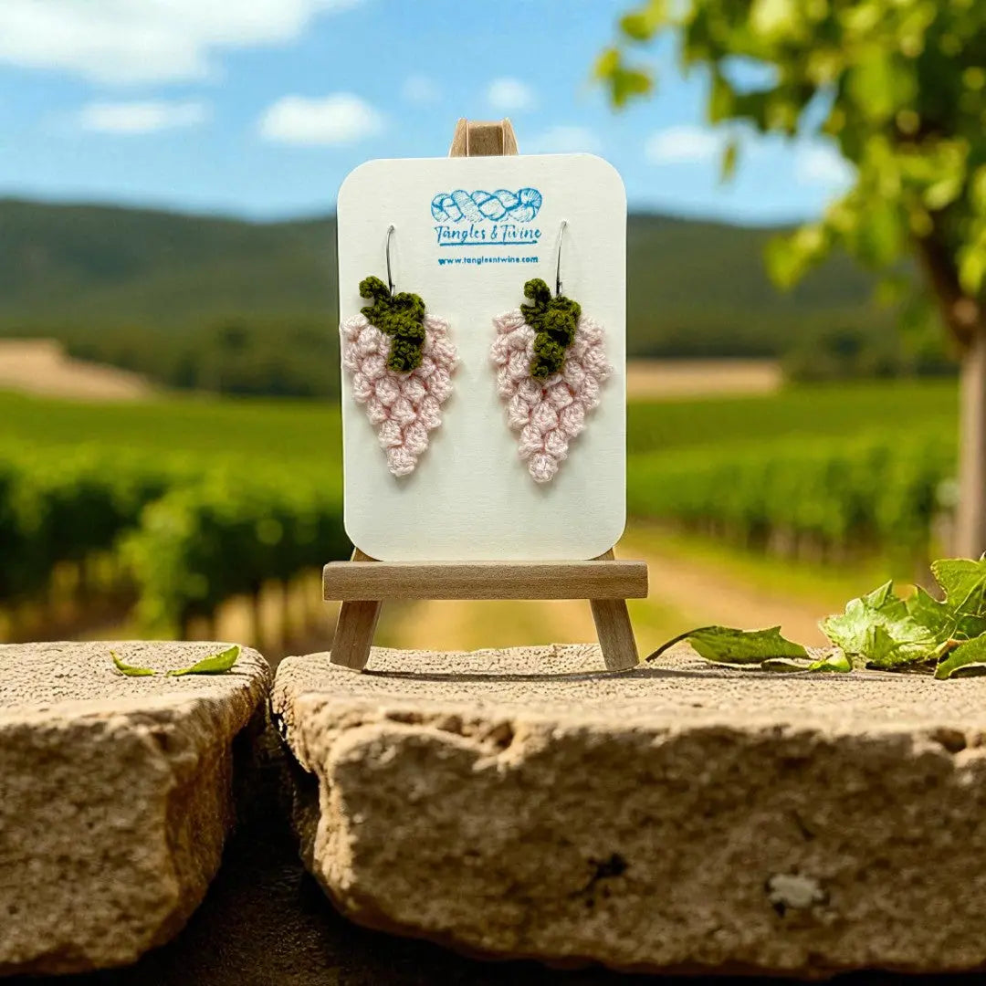 Crocheted Earrings: Grape Earrings in Moscato (#9) Tangles & Twine