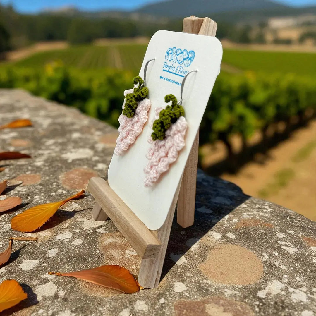 Crocheted Earrings: Grape Earrings in Moscato (#9) Tangles & Twine