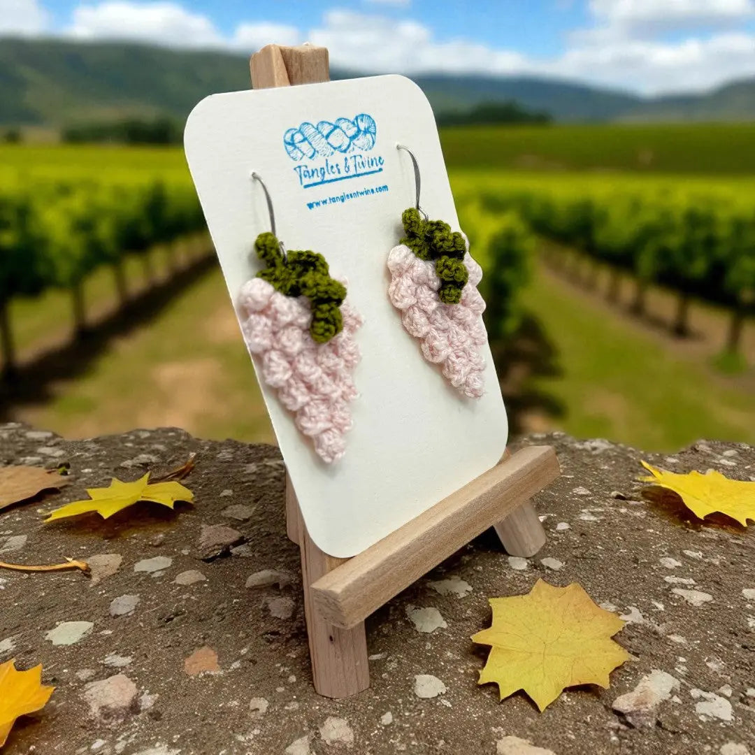 Crocheted Earrings: Grape Earrings in Moscato (#9) Tangles & Twine