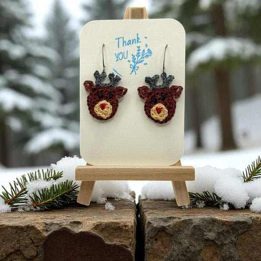Crocheted Earrings: Rudolph (#1) Tangles & Twine