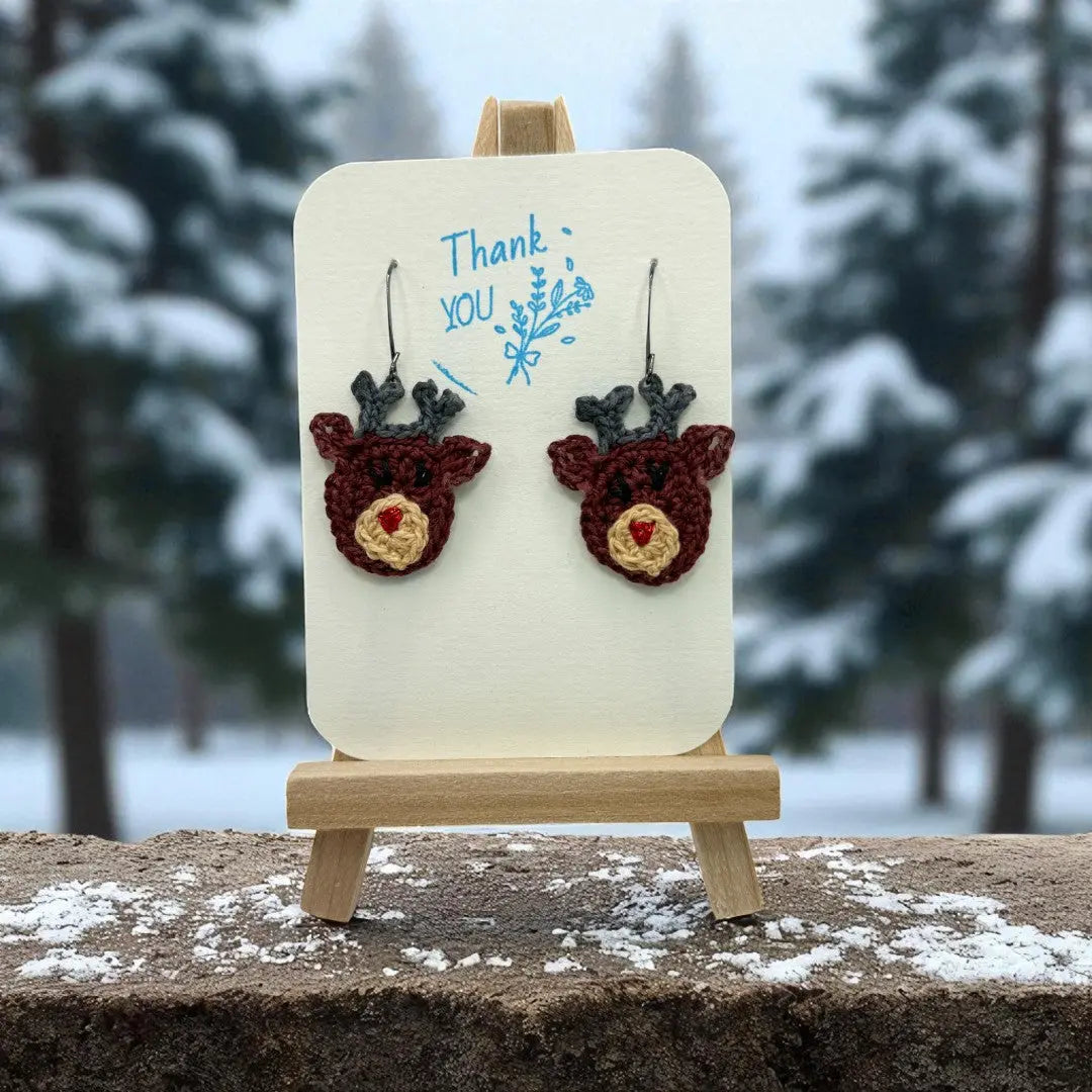 Crocheted Earrings: Rudolph (#1) Tangles & Twine