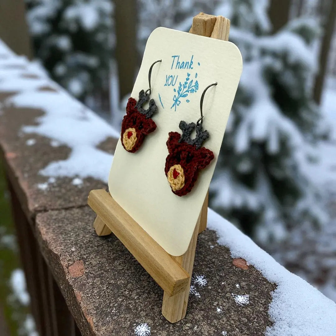 Crocheted Earrings: Rudolph (#1) Tangles & Twine