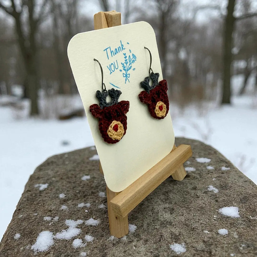 Crocheted Earrings: Rudolph (#1) Tangles & Twine