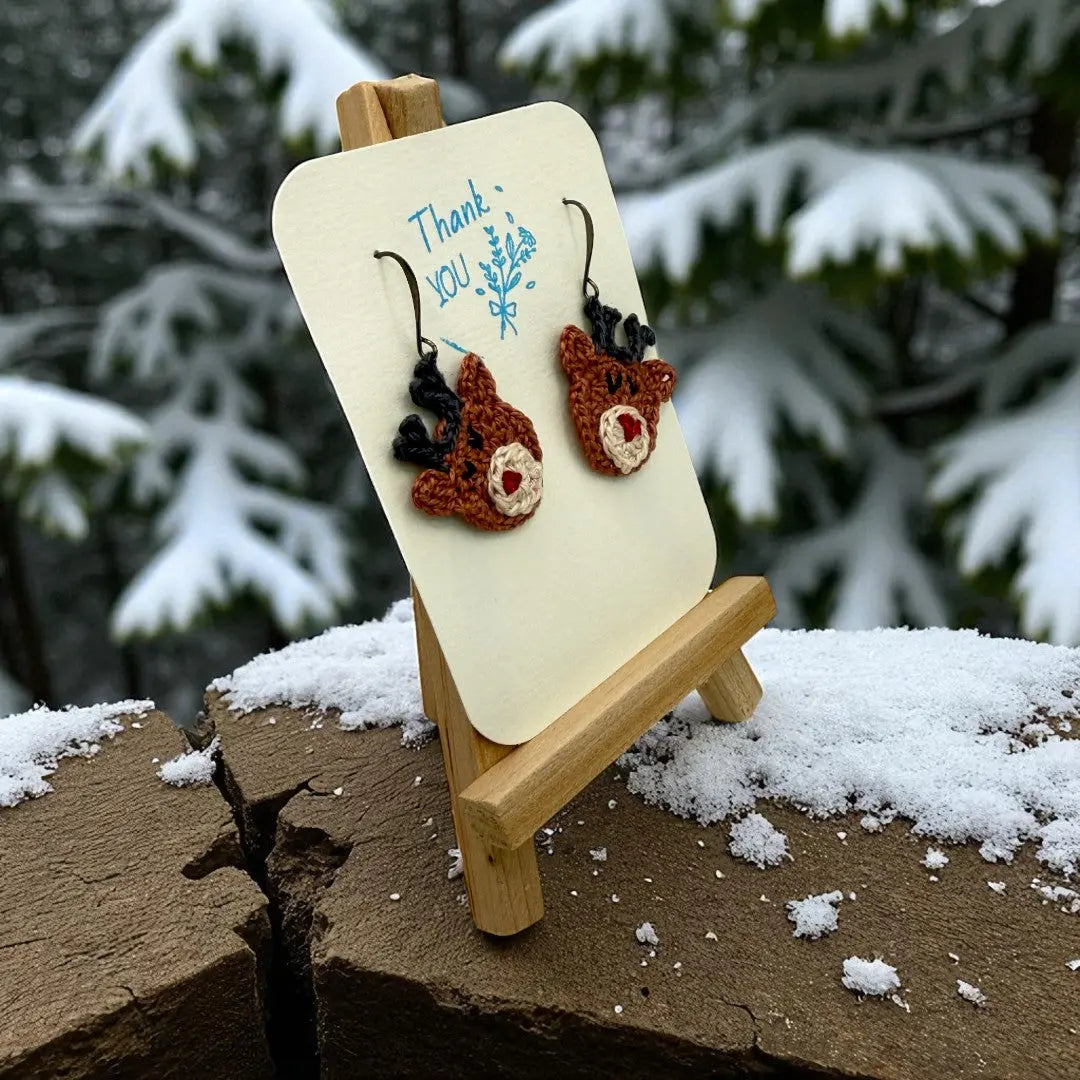 Crocheted Earrings: Rudolph (#2) Tangles & Twine