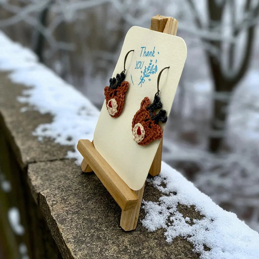 Crocheted Earrings: Rudolph (#2) Tangles & Twine