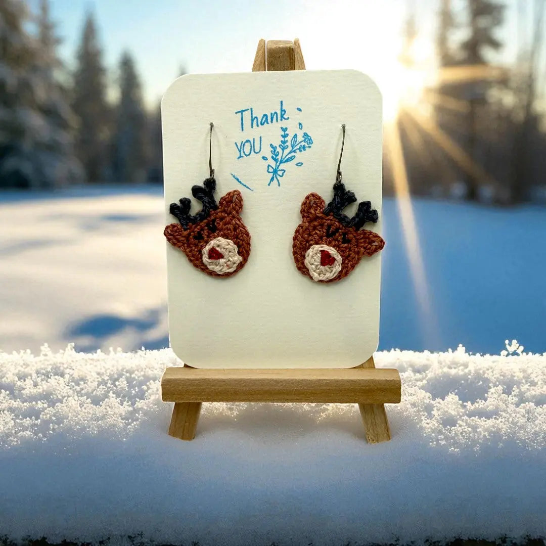 Crocheted Earrings: Rudolph (#2) Tangles & Twine