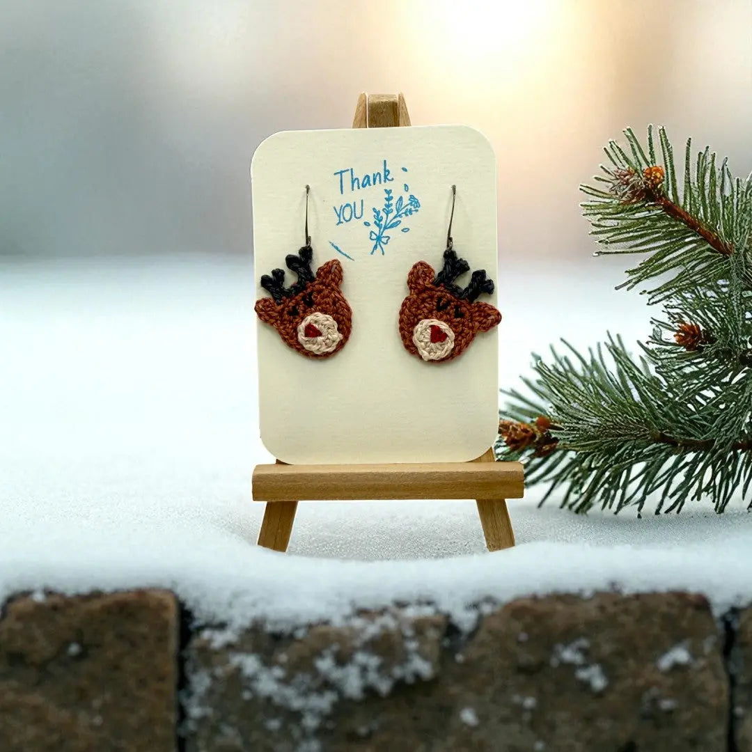 Crocheted Earrings: Rudolph (#2) Tangles & Twine