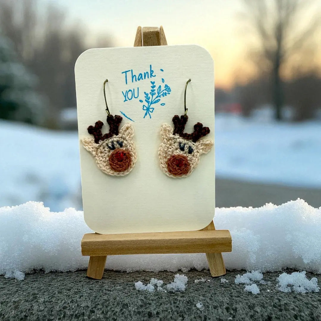 Crocheted Earrings: Rudolph (#3) Tangles & Twine