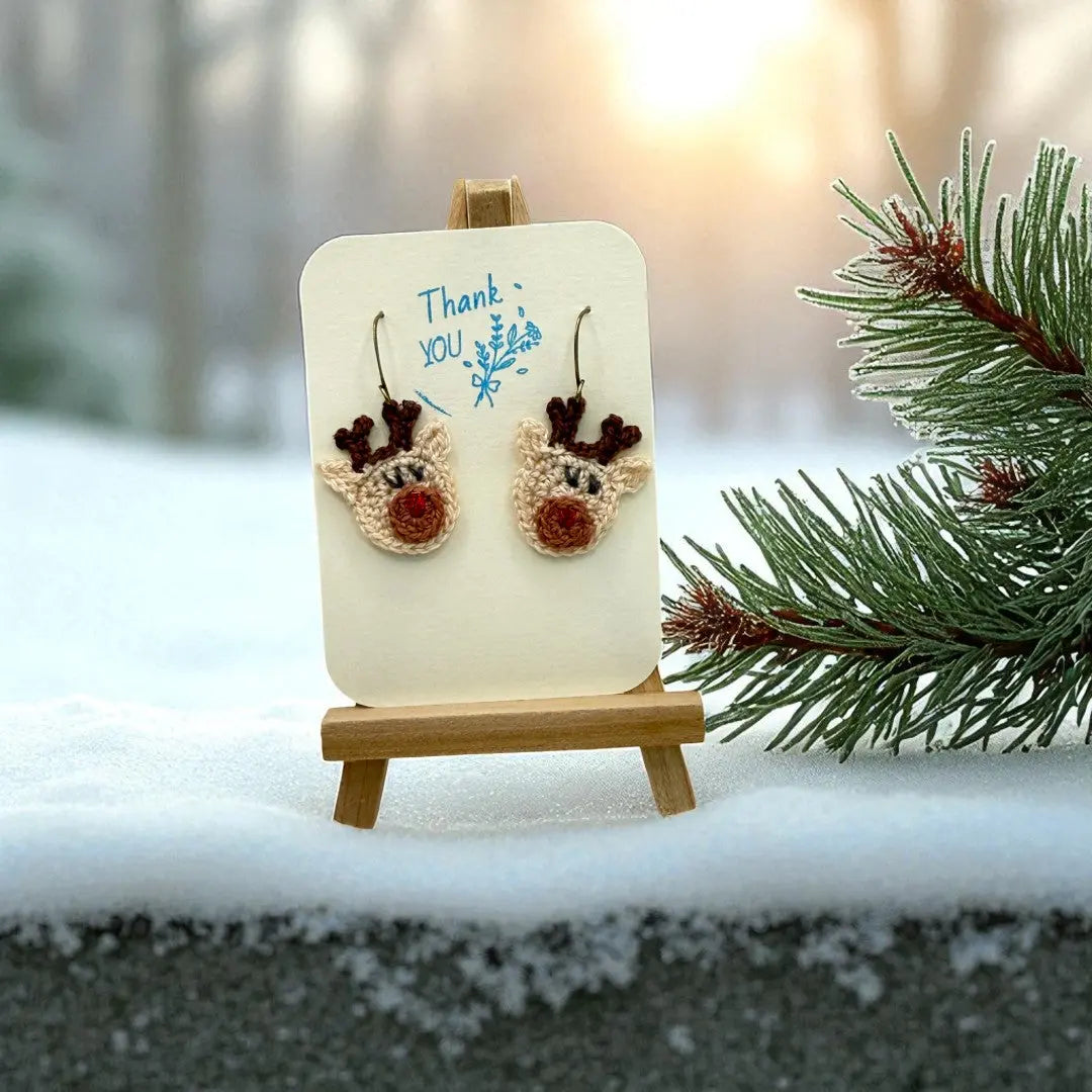 Crocheted Earrings: Rudolph (#3) Tangles & Twine