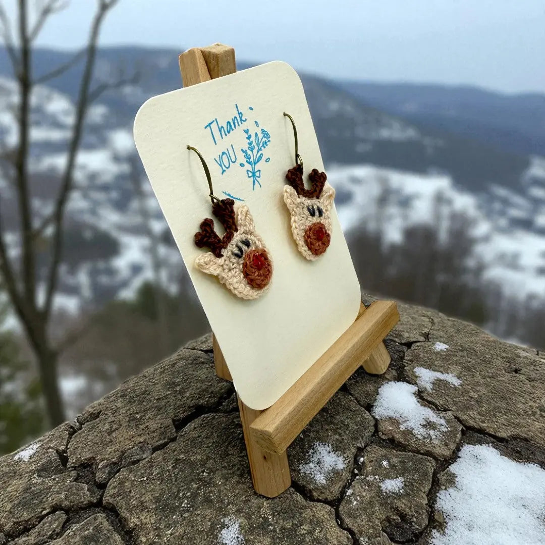 Crocheted Earrings: Rudolph (#3) Tangles & Twine