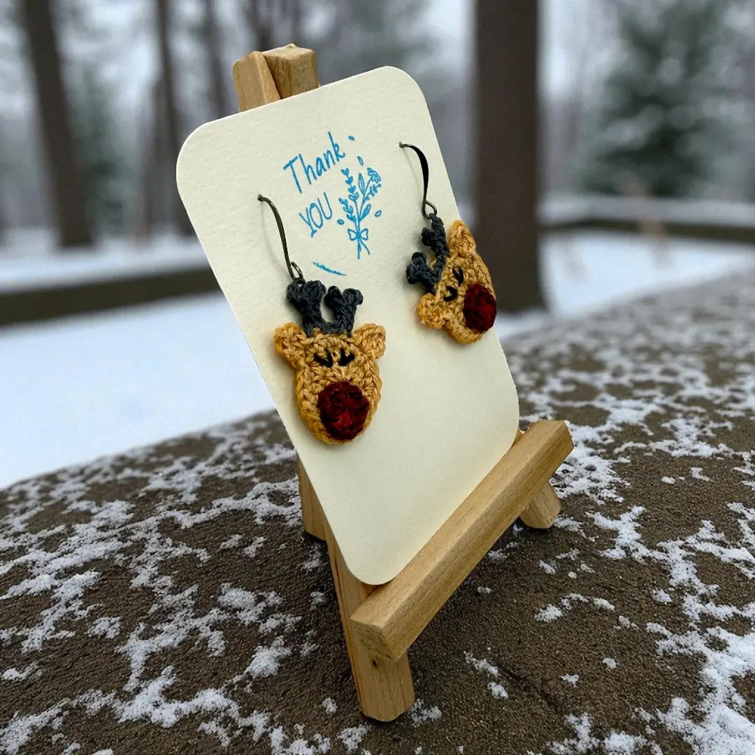Crocheted Earrings: Rudolph (#4) Tangles & Twine