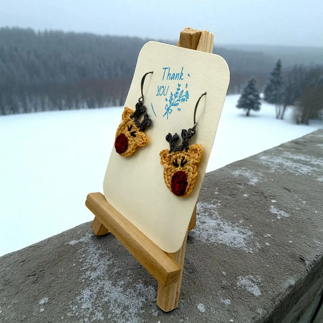 Crocheted Earrings: Rudolph (#4) Tangles & Twine