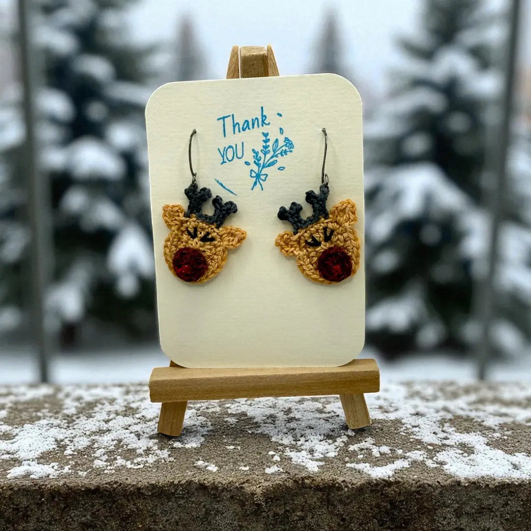 Crocheted Earrings: Rudolph (#4) Tangles & Twine