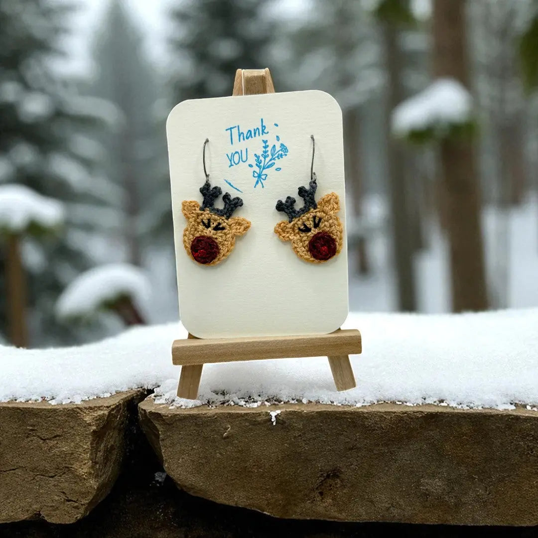 Crocheted Earrings: Rudolph (#4) Tangles & Twine