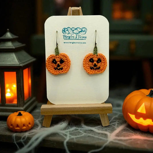 Crocheted Earrings: Jack O'Lantern (#2) (Copy) Tangles & Twine