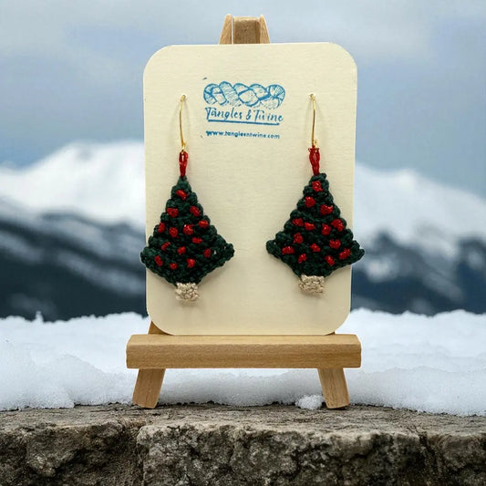 Crocheted Earrings: Christmas Tree (#9) Tangles & Twine