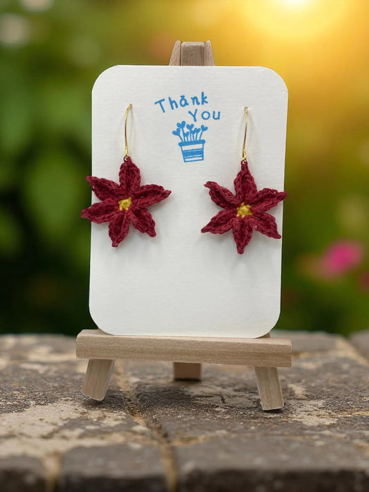 Medium dangly flower in maroon Tangles & Twine